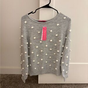 Lilly Pulitzer Vienne Sweater Heathered Lunar Grey Playful Poms NWT